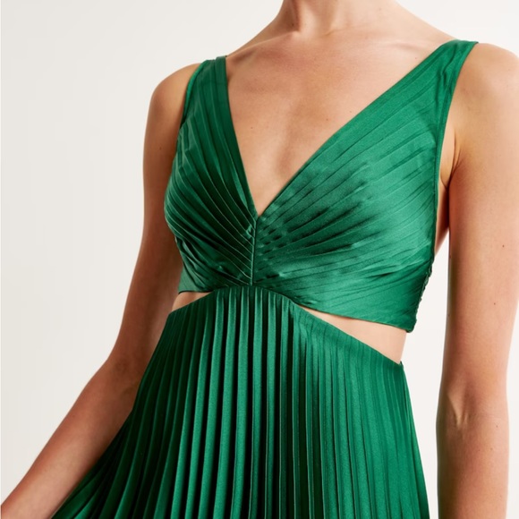 Abercrombie Satin Pleated Cutout Maxi Dress - Picture 3 of 10